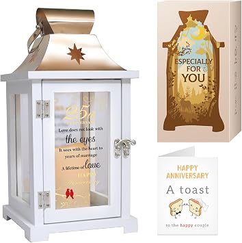 Best 25th Anniversary Wedding Gifts for Couple, Wife, Husband, Parent, 25th Wedding Anniversary Lantern, Silver 25 Years of Marriage for Wife, Her, Him
