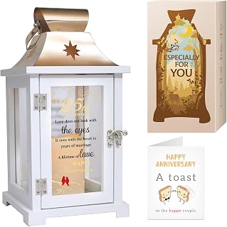 Best 25th Anniversary Wedding Gifts for Couple, Wife, Husband, Parent, 25th Wedding Anniversary Lantern, Silver 25 Years of Marriage for Wife, Her, Him