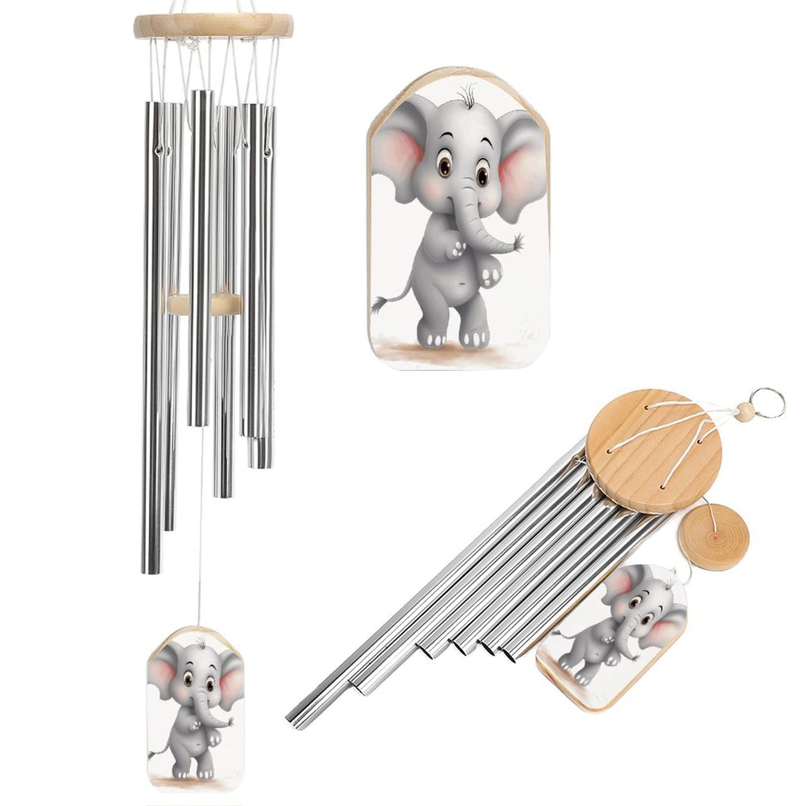Cute Elephant Wind Chime 20.5" Aluminium Wind Chimes Outdoor Garden Patio Decoration Windchime Memorial Gifts Windchimes for Men and Women