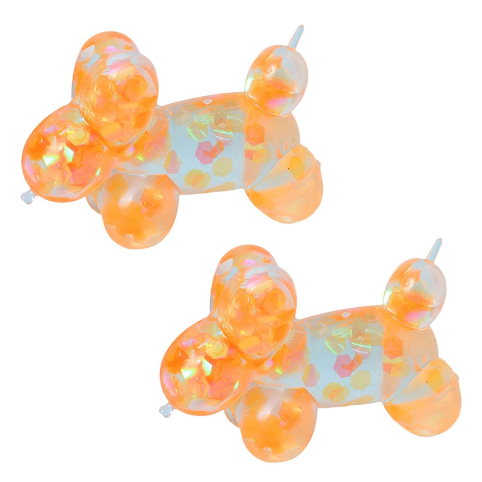 Glitter Maltose Squeeze Balloon Dog Stress Relief, Fidget Squeeze Soft Antistress Sensory Squishy Flexible Calming For Teens, Adults, Office, Workers Students Study Break (C-2PC)