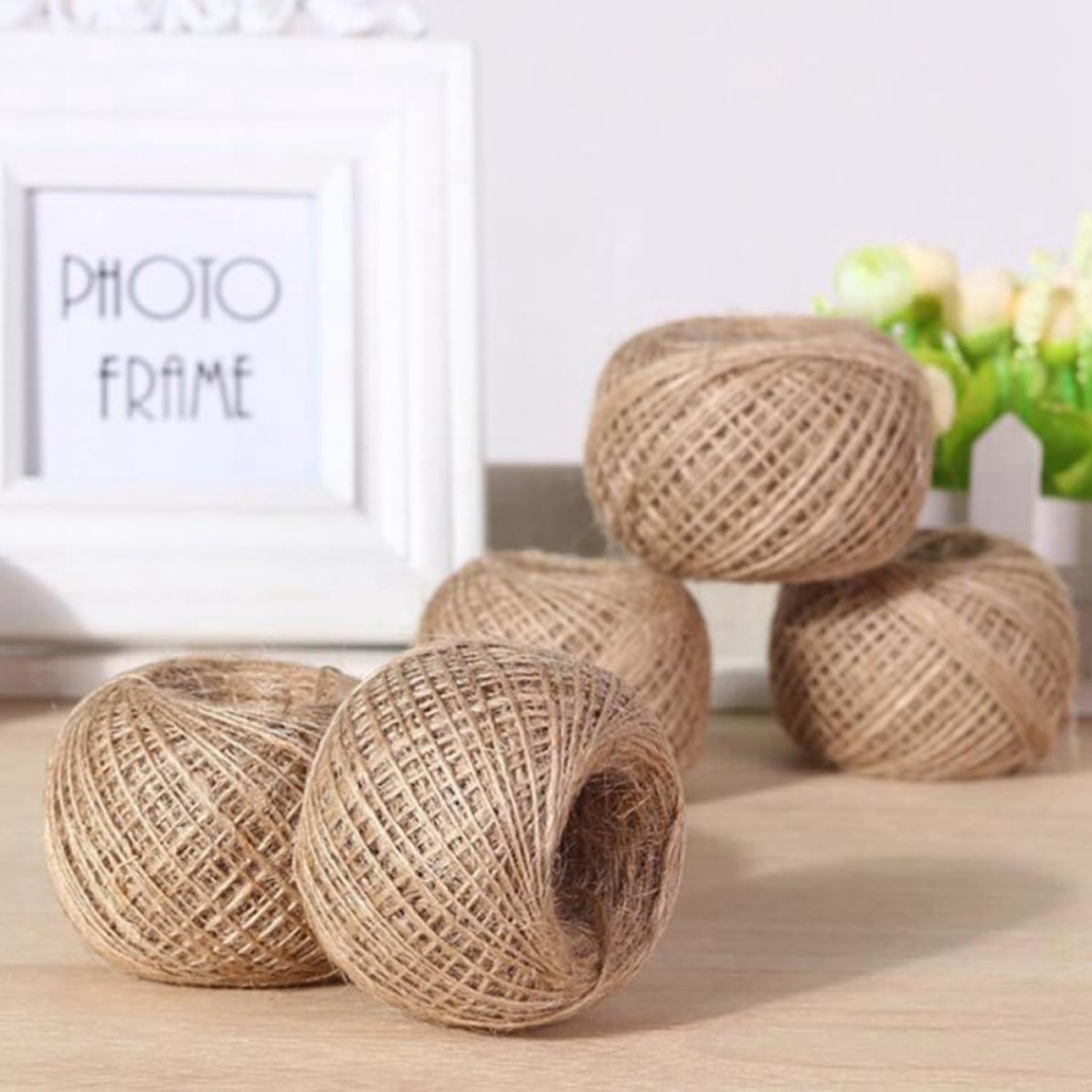 6pcs Natural Jute Twine 30m Length 3mm Thick Rope String with Thickness and Light Weight for Birthday Scrapbooking and DIY Craft Projects
