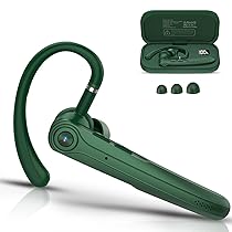 Auricolare Bluetooth Singolo con CVC8.0 e ENC Doppio Microfono V5.4 Auricolari Bluetooth con 25 Ore Di conversazione, 180 Ore di Standby, Cuffie con Gancio Girevole per Guida, Lavoro, Ufficio, Verde