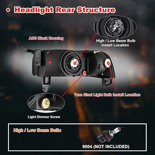 Miniatura 5 de Nixon Offroad Faros delanteros para Dodge Ram 1500 2500 3500 1994-2002, proyector LED DRL, luces direccionales de repuesto de haz alto y bajo, 1 par