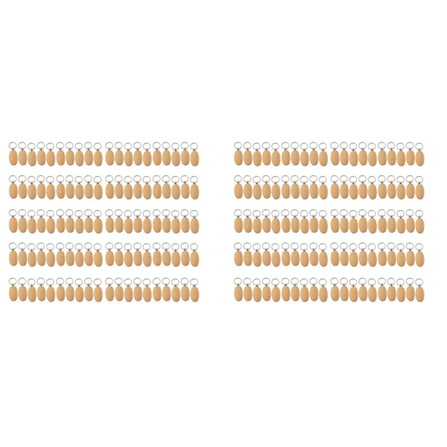 Hndhbfgrt 200Pcs Blank Oval Ellipse Wooden Key Chain DIY Promotion Keychain Pendant Keyring Tags Promotional Gifts