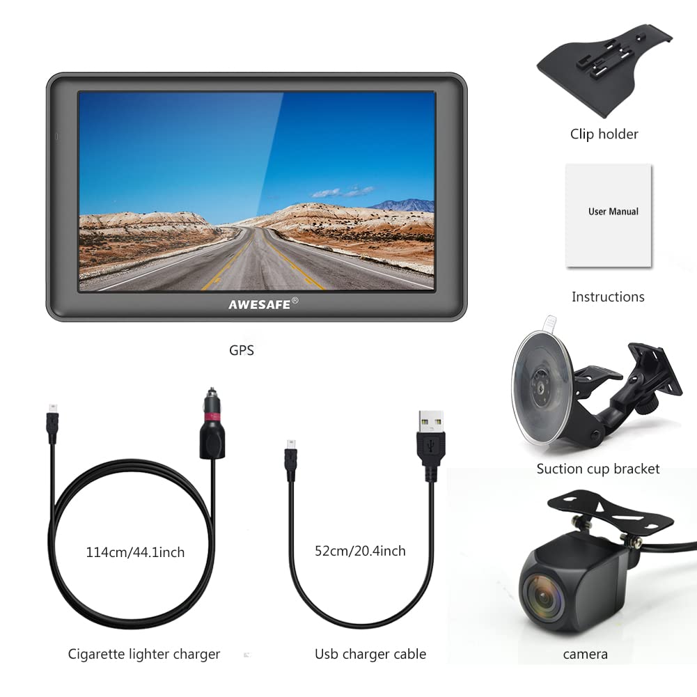 Bluetooth Navigatore Auto/Camion 7 Pollici GPS Navigatore Satellitare Auto Camper Autobus Taxi, Avviso Traffico Vocale, Limite di Velocità, Aggiornamenti gratuiti delle mappe a vita