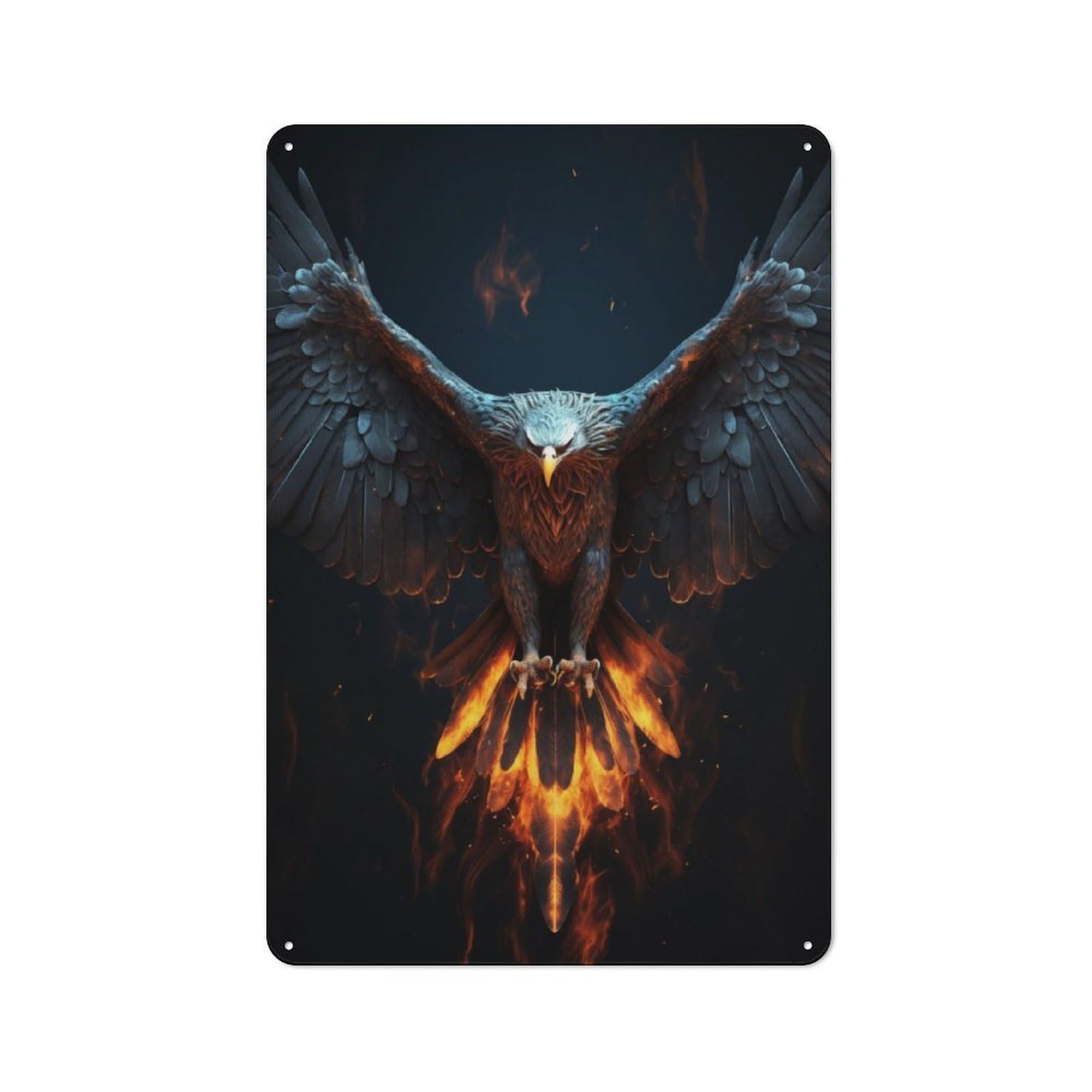 Junmoney Mythical Phoenix Rustic Tin Sign 30X20cm Featuring For Garage Or Workshop, For Updating Garage And Workshop After Moving