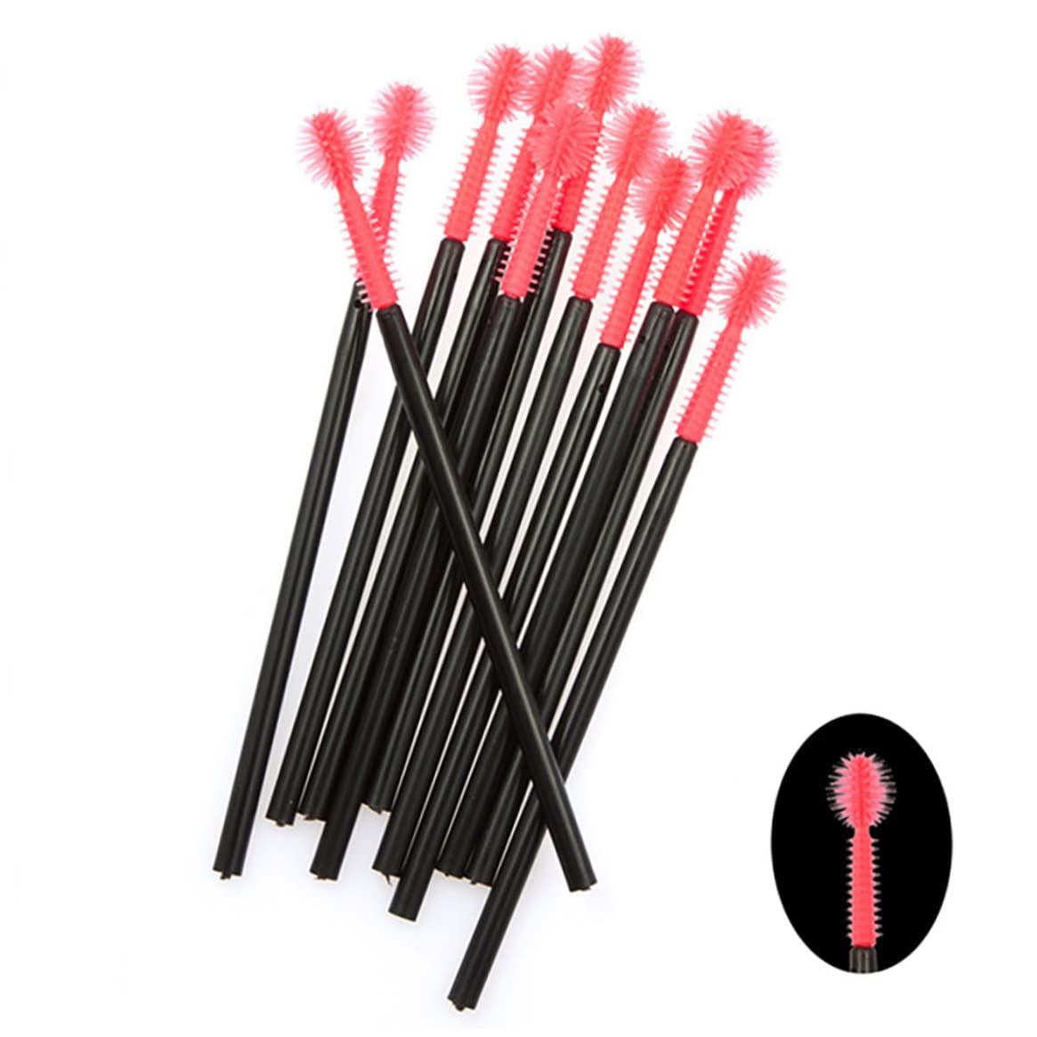 50PCS/PACK Disposable Silicone Eyelash Brush Mascara Wands
