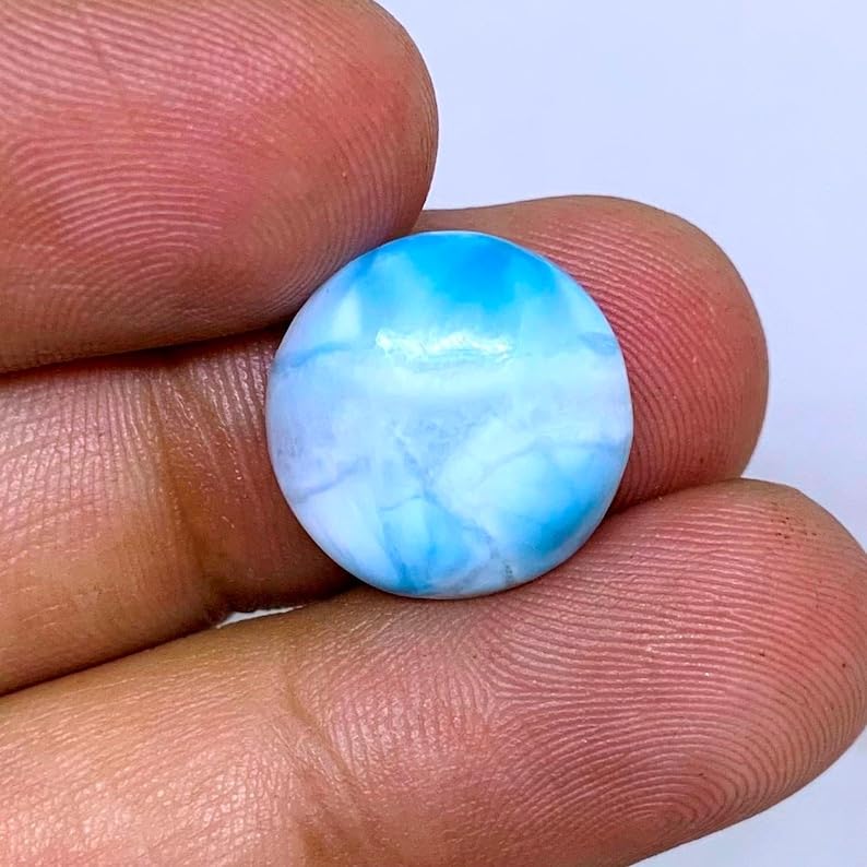 Larimar naturel cabochon rond 15mm de qualité gemme pour création joaillerie unique - 2