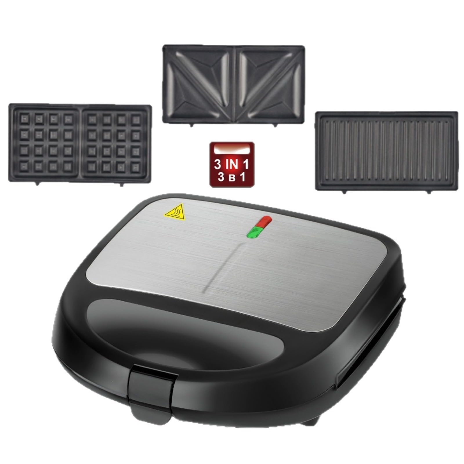 Sandwichera con Placas Intercambiables | Multifuncional, Gofrera con Placas Desmontables, Antiadherentes, Electrodoméstico, para Cocina, Oficina, Estudiantes