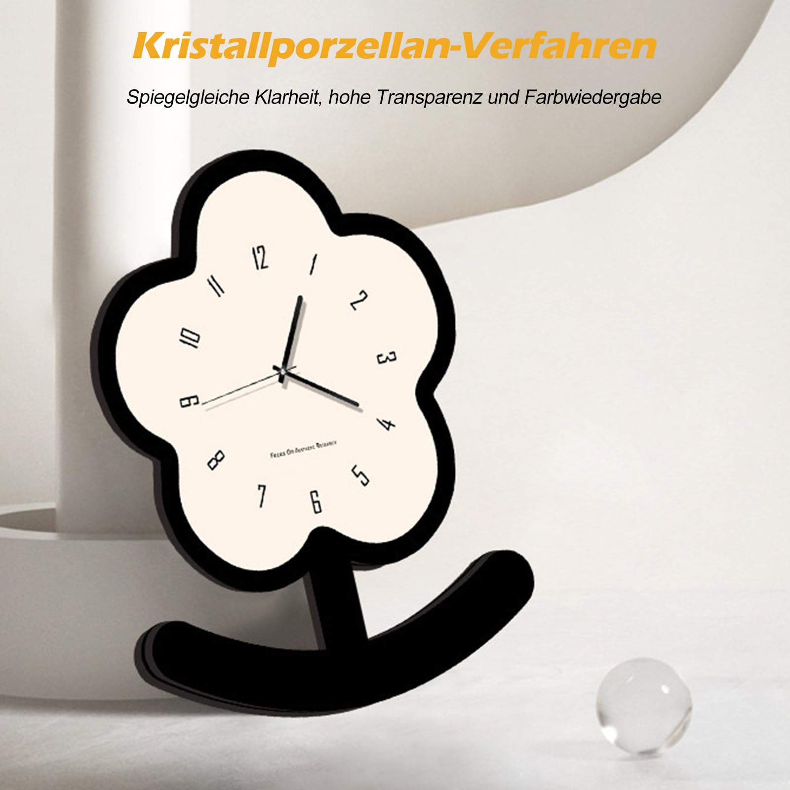 Ergocar Cartoon-Tischuhr, Batteriebetrieben, Kristallklares Glaszifferblatt, Extrem Leise, Kein Ticken, 25 cm (9,84 Zoll) Ideal Als Dekoration Für Wohnzimmer, Schlafzimmer, Nachttische Und Regale