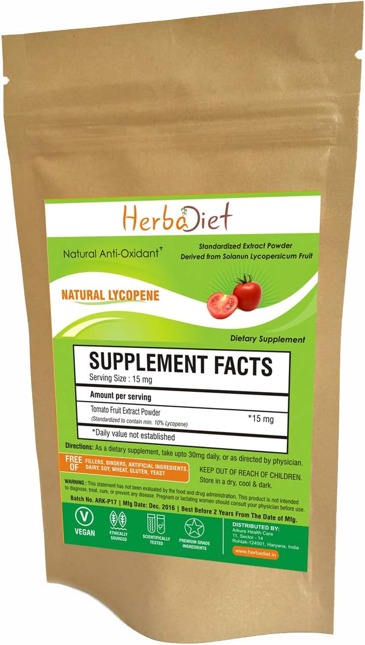 Lycopene 50mg Powder - Natural Prostate Health Support Supplements for Men - Immune Support, Antioxidant, Vision Support , Heart Health , Eye Health - Pure Tomato Extract (10 Gram)