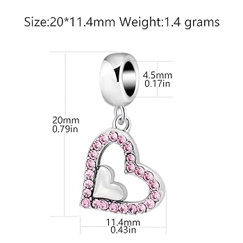 Amazon.com: Heart Charm With Crystal - 925 Sterling Silver