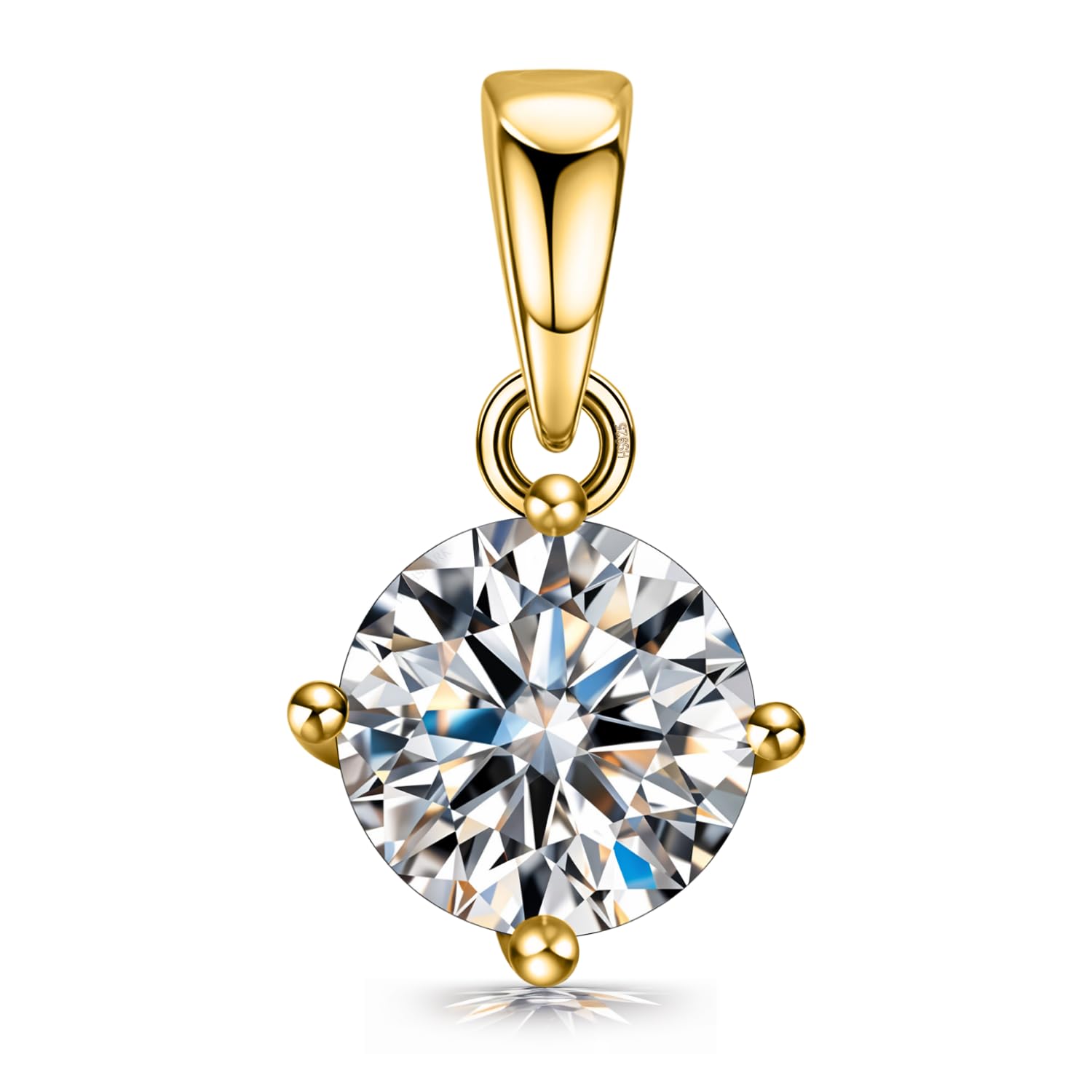 Silver Solitaire Pendant| 92.5 Sterling Silver & Diamond Like Brilliance Sparkling Zirconia for that Stunning Shine | Lovely Gift - Gold 8mm