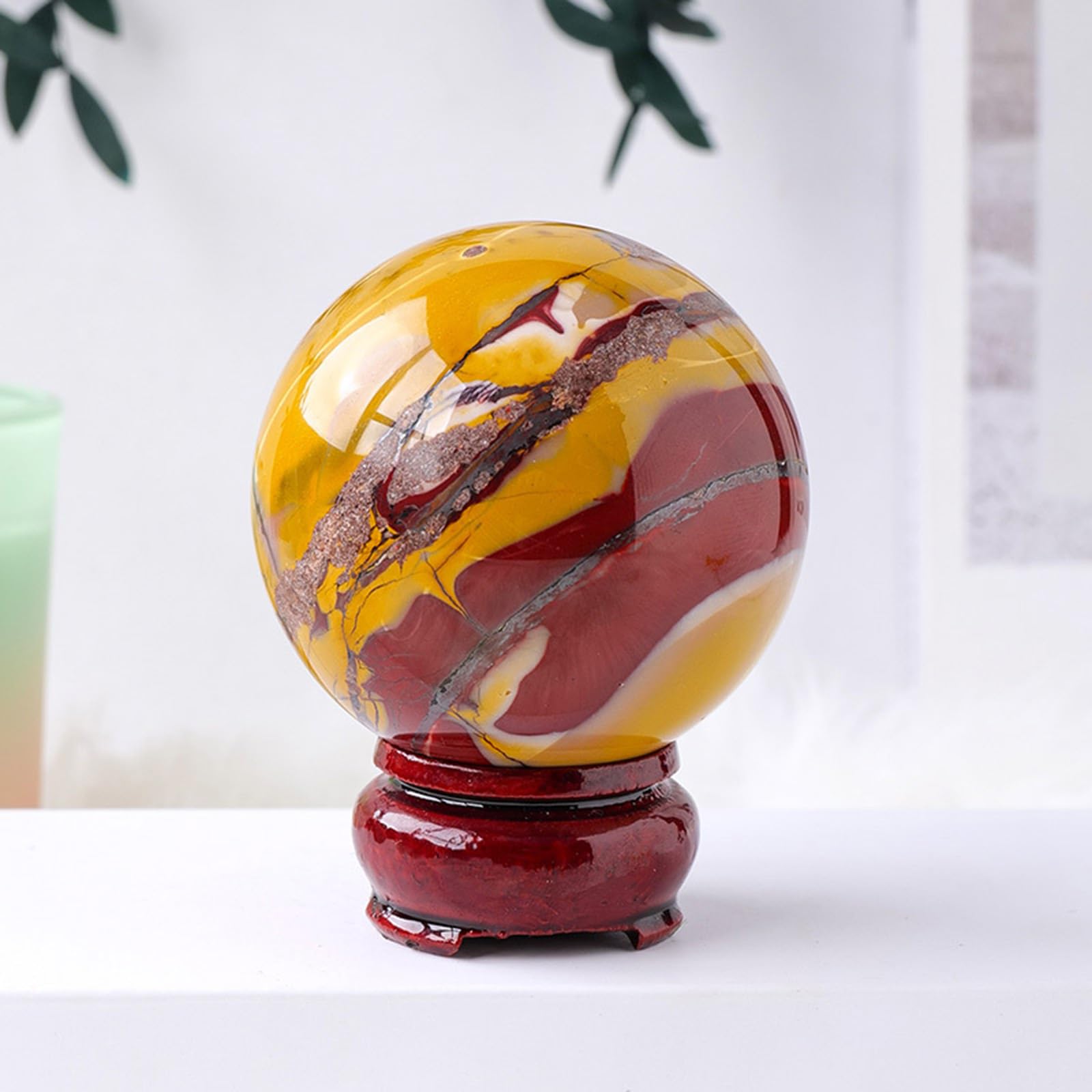 Bola de Cristal de Piedra de yema Natural, Piedra Preciosa curativa,Bola de energía de Cristal,Escultura de Esfera Redonda,Figura para Fengshui, adivinación,decoración del hogar,50~55mm
