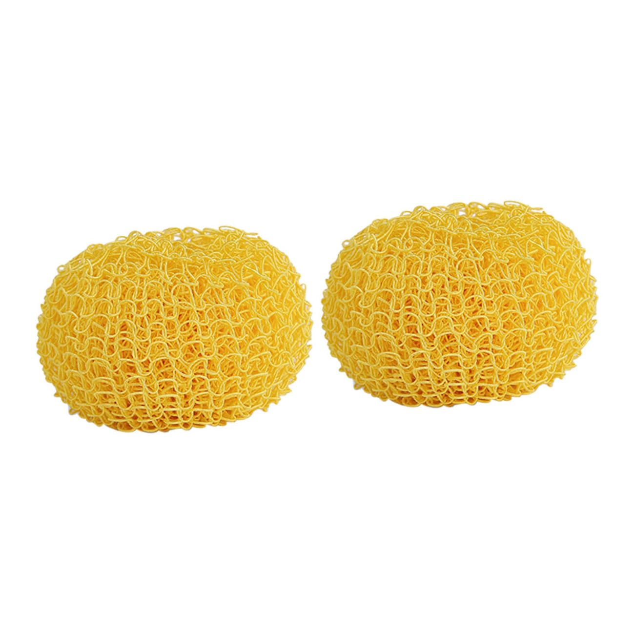COLLBATH Éponges de Nettoyage pour Vaisselle 2 Pcs en Fibre Jaune, Forme Ronde et Flexible, sans Rayures, pour Plaques de Cuisson Cuisine