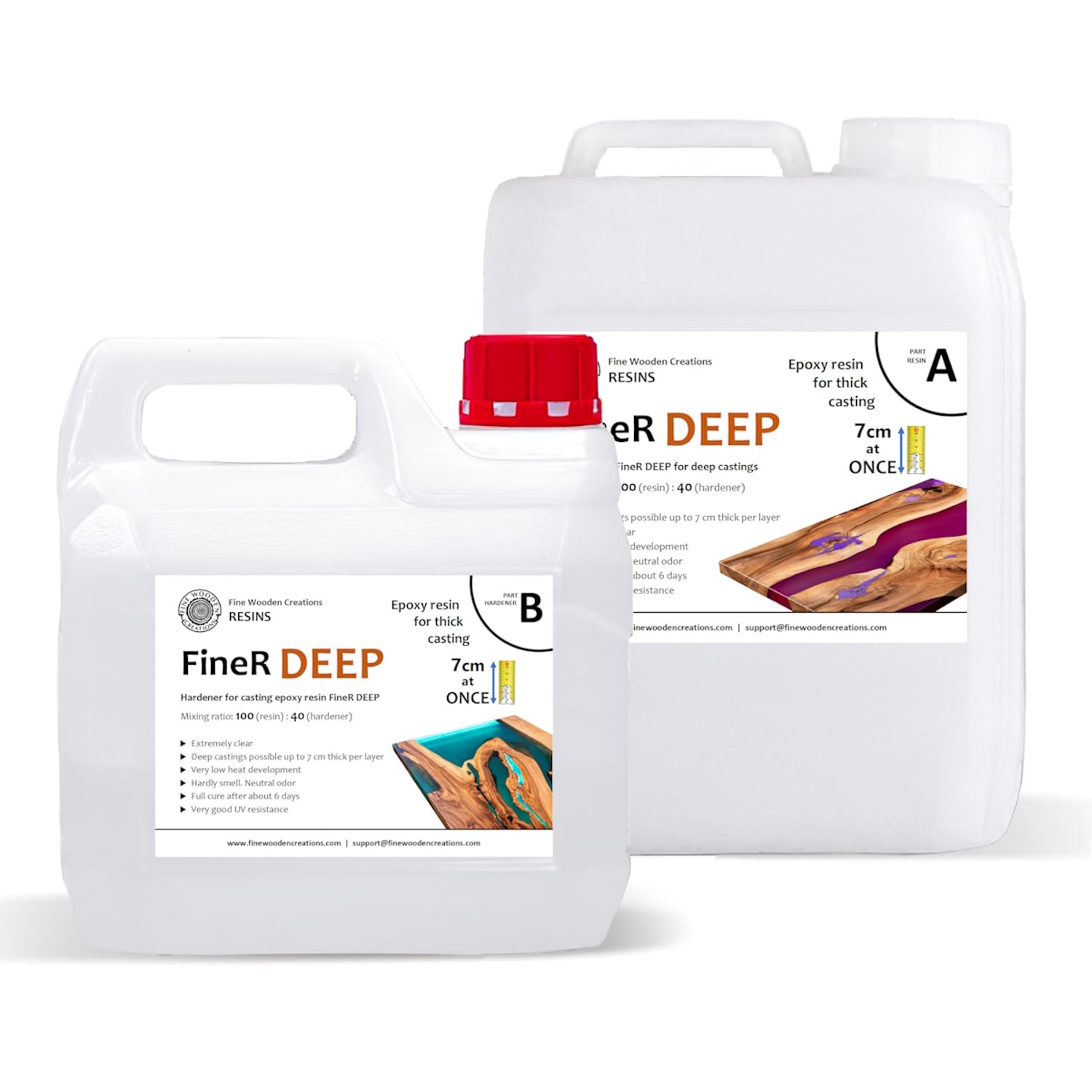 FineR DEEP Resina epossidica con indurente 2,8 kg I Getti profondi UV Resina I resina epossidica colata + indurente I Resina di esposizione fino a 7 cm