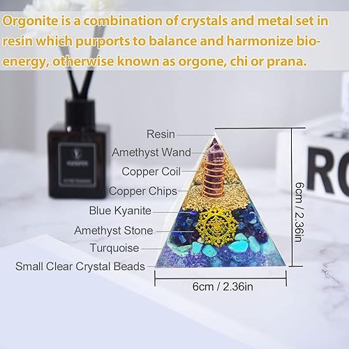 Miniatura 2 de SENMONUS Pirámide de orgón de cristal citrino para riqueza y éxito, cristales curativos de orgonita y piedras pirámide para meditación de chakras de