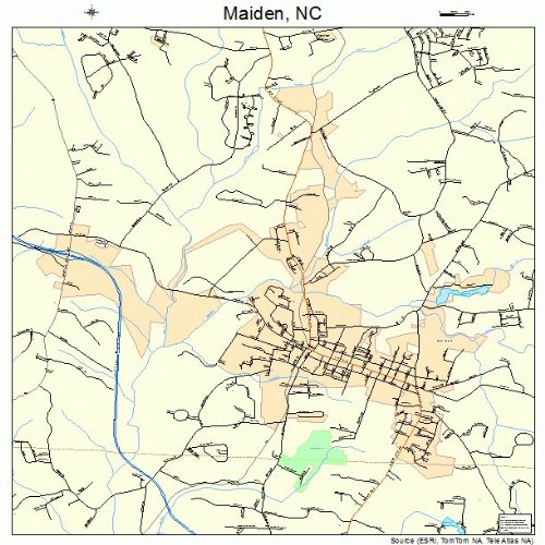 Large Street & Road Map of Maiden, North Carolina NC Printed poster