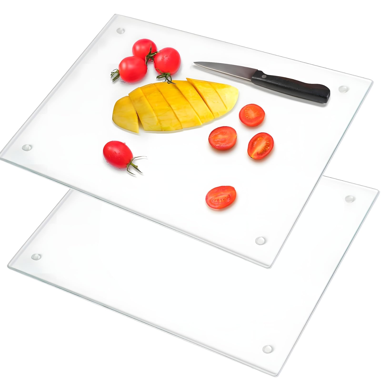 Set di 2 taglieri in acrilico per bancone della cucina, set di taglieri trasparenti con piedini antiscivolo, 39,9 x 30 cm, multiuso