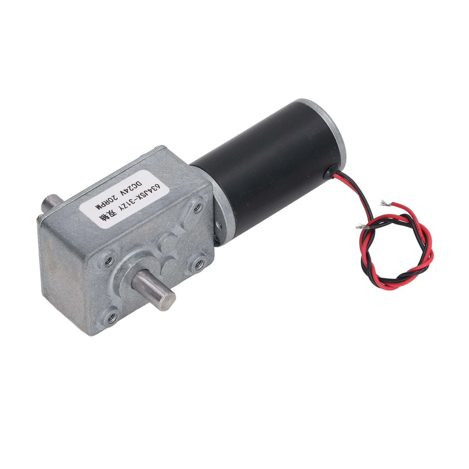 Motoriduttore, Motoriduttore DC 24V Riduzione della velocità Motoriduttore a Vite Senza Fine Reversibile a Doppio Albero Autobloccante, Controlli (20 giri/min)