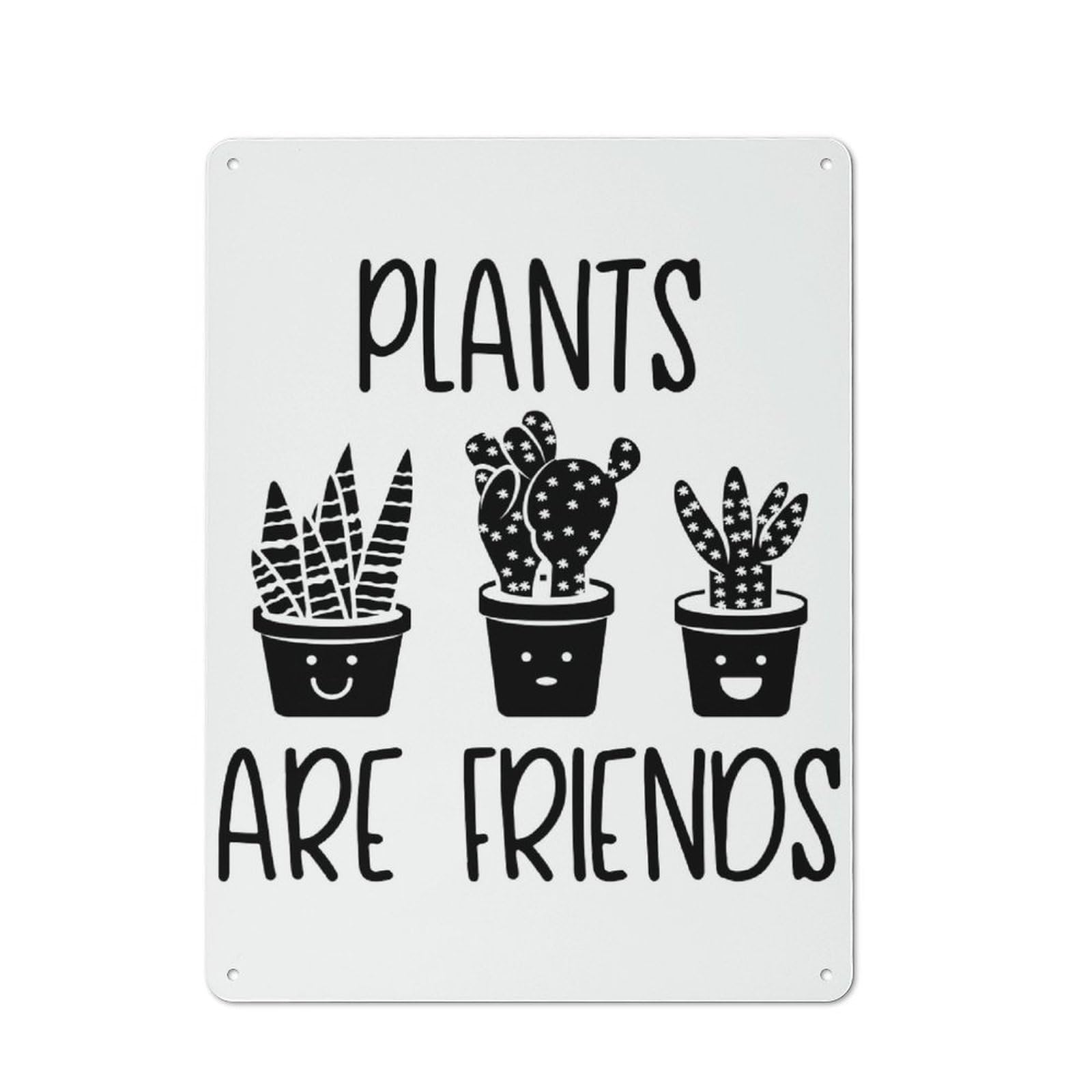 Plants Are Friends Metal Wall Plaque, Clean Printed Wall Decor for Home Bar, Pub Room Or Drinks Corner, 40x30cm