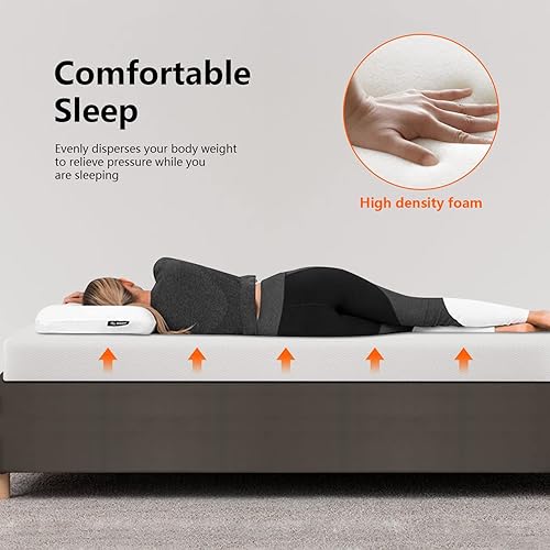 Miniatura 48 de PayLessHere Colchón individual de 12 pulgadas Colchón de espuma viscoelástica de gel firme media Blanco con funda con cremallera lavable