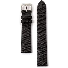 Speidel Leather Lizard Grain Watch Band 15mm-22mm-Black and Brown Replacement Strap, Stainless Steel Metal Buckle Clasp, Watchband Fits Most Watch Brands