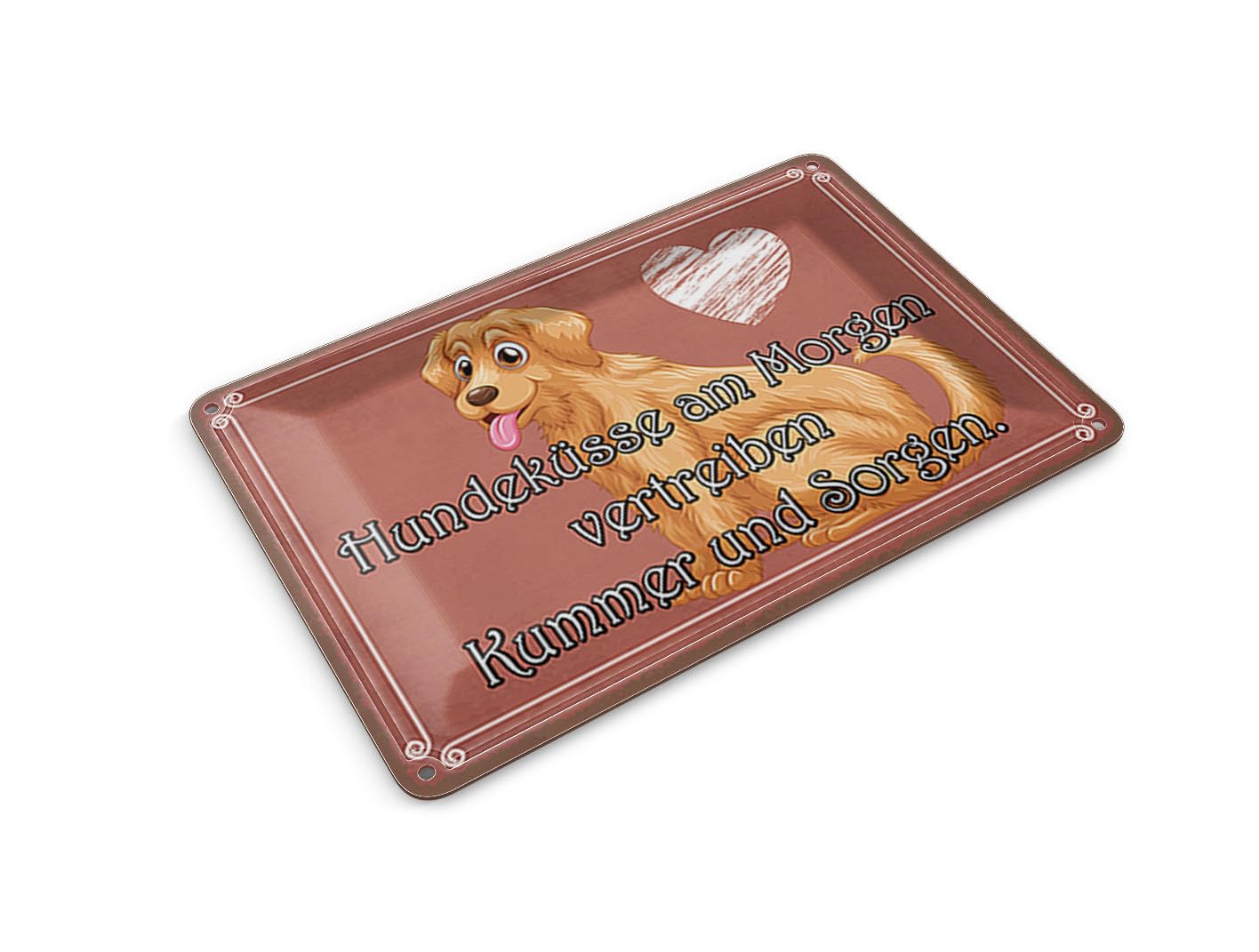 Femer Girls Multicoloured Tin Postcard Saying 14 X 10 Cm Dog Kisses Grief And Worries Decorative Sign
