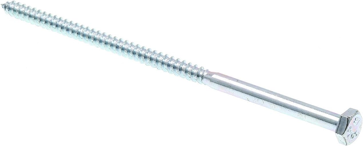 Prime-Line 9055420 Hex Lag Screws, 1/4 In. X 6 In., A307 Grade A Zinc Plated Steel (50 Pack)