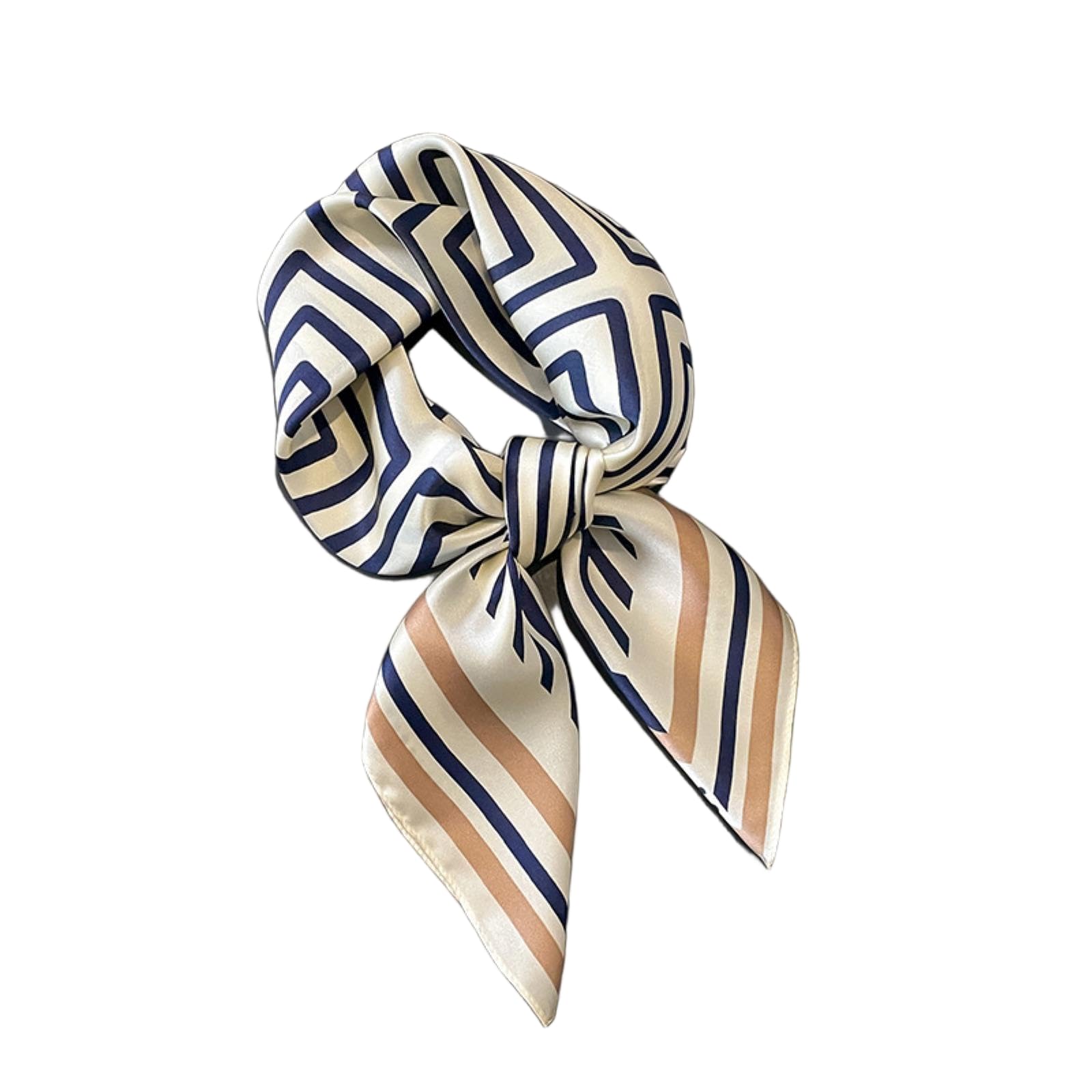 HJDMO - Bufanda griega de seda de morera de 70 cm: estampado geométrico cuadrado para mujer, pañuelo para cuello, bolso de mano, pañuelo de bolsillo, cuadrado, negro y blanco