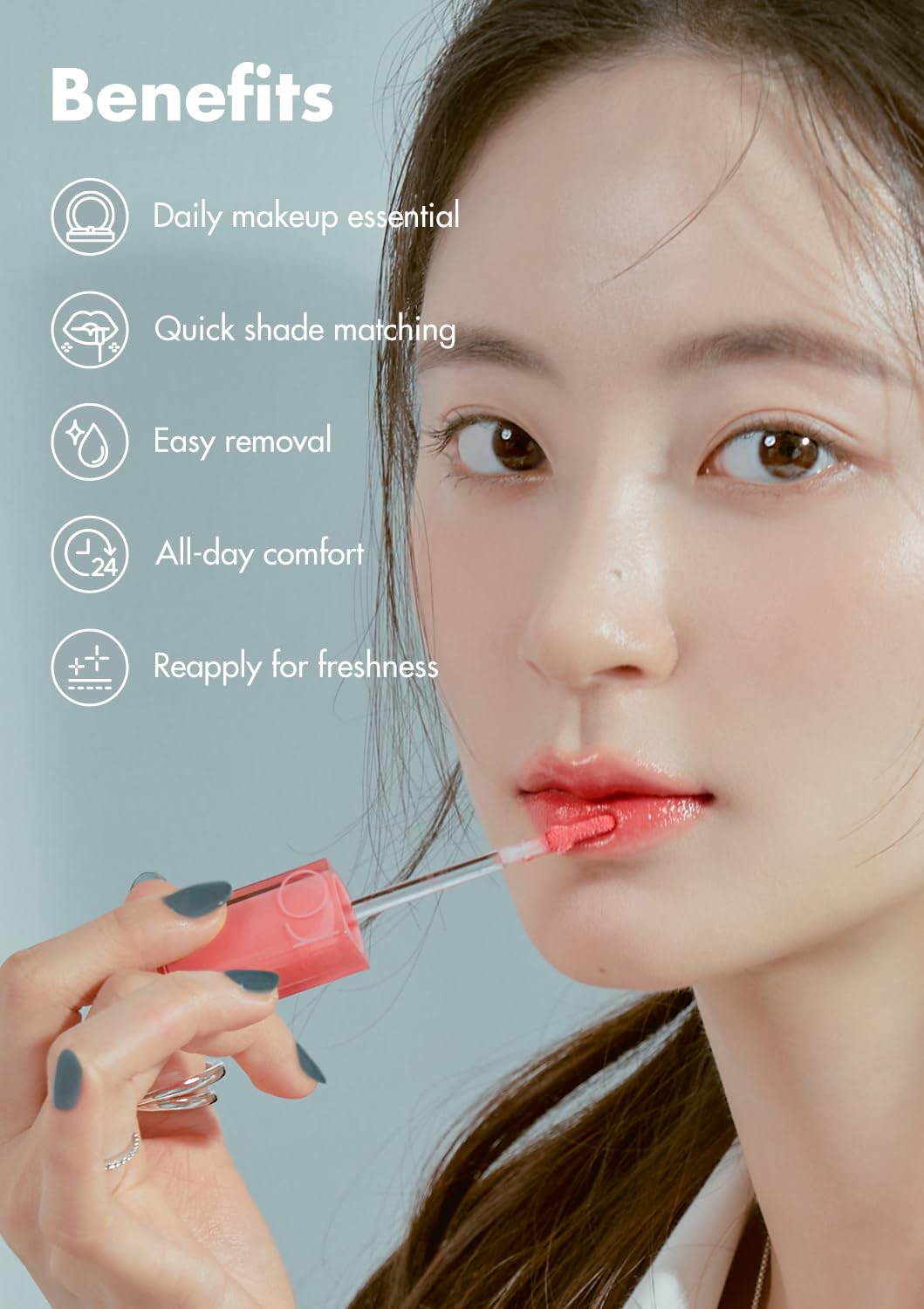 rom&nd DEWY·FUL Water Tint 07 Cherry Way – K-Beauty Pure Bright Red Lip Stain for Hydrated, Non-Sticky, Long-Lasting Glossy Lips - Image 3