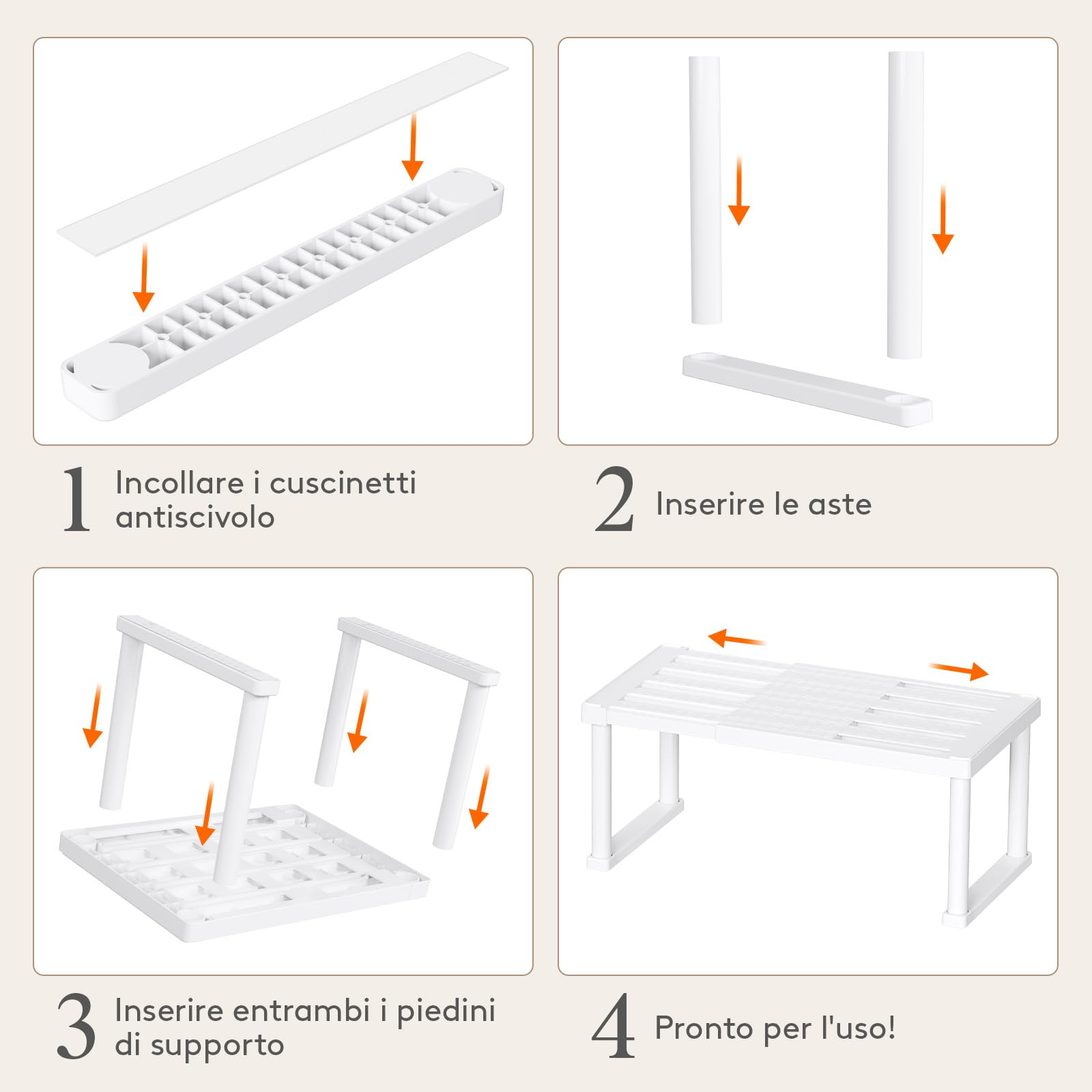 Lifewit Set di 2 portaspezie, organizer da cucina, scaffale per armadio, espandibile, multifunzionale, da cucina, piano di lavoro, armadio, scaffale, bianco