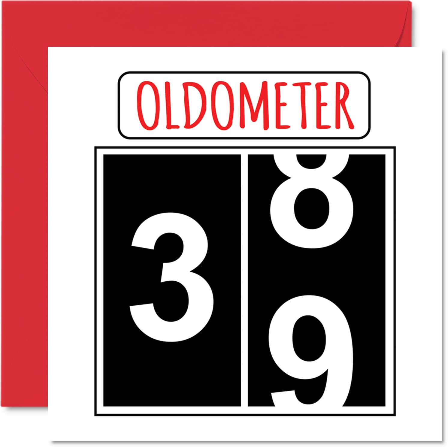 Fun 39th Birthday Cards for Men Woman - Oldometer - Happy Birthday Card for Dad Mum Son Daughter Brother Sister Uncle Auntie Cousin, 145mm Greeting Cards, 39th Card