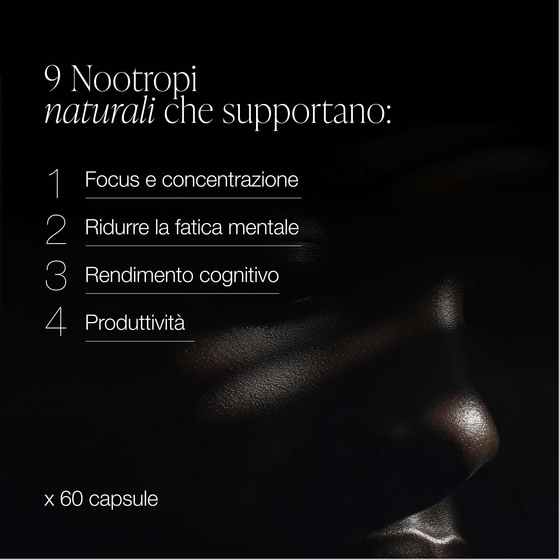 ZZEN FOCUS - Nootropico Naturale, Integratore Stanchezza per Energia, Concentrazione e Memoria | Caffeina, L-Teanina, Bacopa Monnieri, Ginkgo Biloba, Ginseng, Rhodiola, Vitamine B6/B9/B12, 60 Capsule