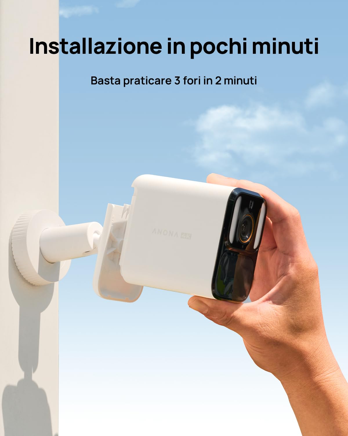 Anona Aurora 4K Telecamera Wi-Fi Esterno Senza Fili Con Pannello Solare | 8MP Visione Notturna Colori, Registrazione AOV 24/7, Senza Abbonamento, Rilevamento AI, Installazione Facile, IP67