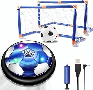 NIWWIN Air Power Fußball,Wiederaufladbar Hover Ball mit LED-Lichtern,Inklusive Netz und Tor zur Simulation eines Fußballspiels, Spielzeug für drinnen und draußen für Kinder 3–12 Jahren.
