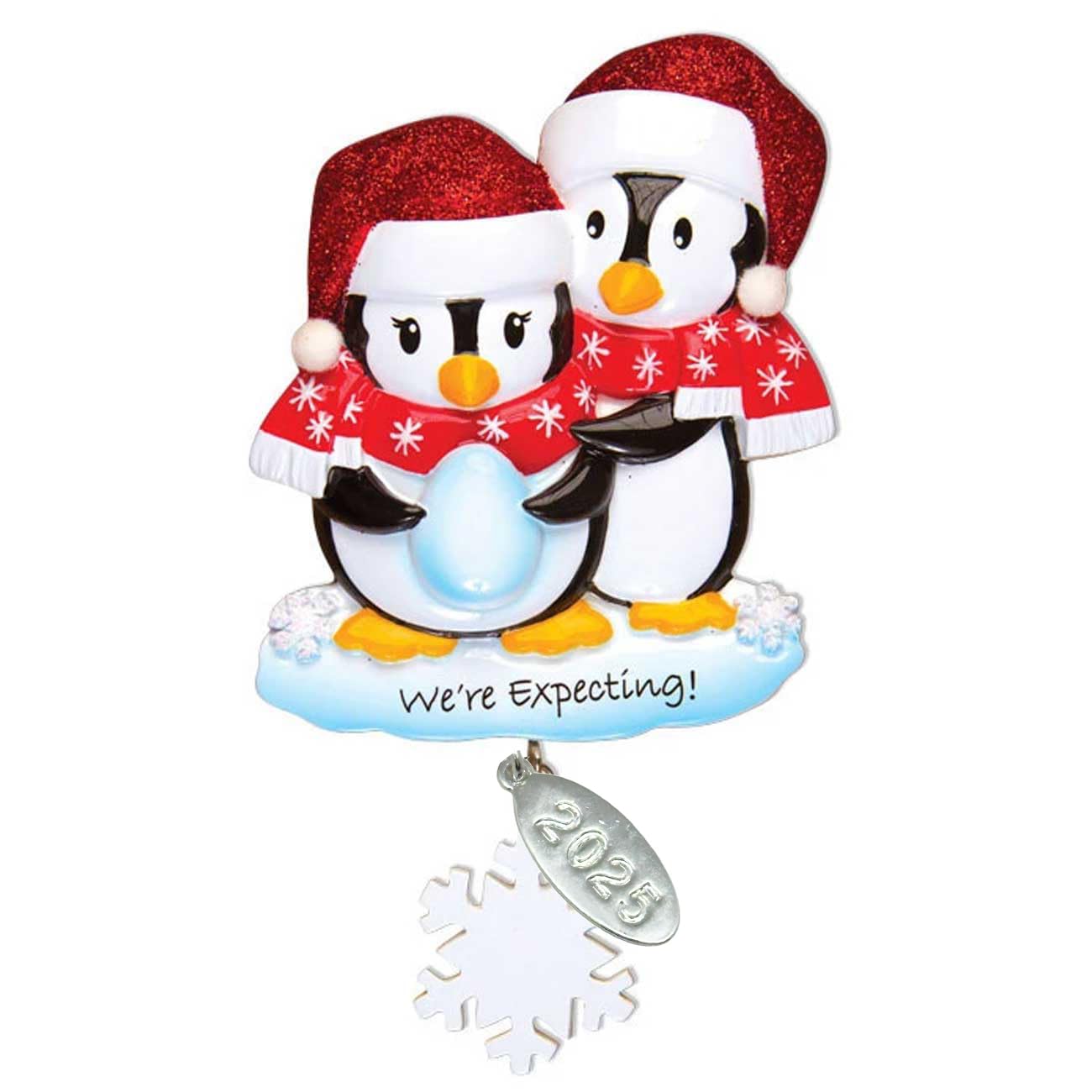 We are Expecting Ornament - Pregnancy Ornament- We're Expecting Penguins- Parents to Be 2023 - Easy to Personalize Christmas Ornament - Comes in a Gift Box