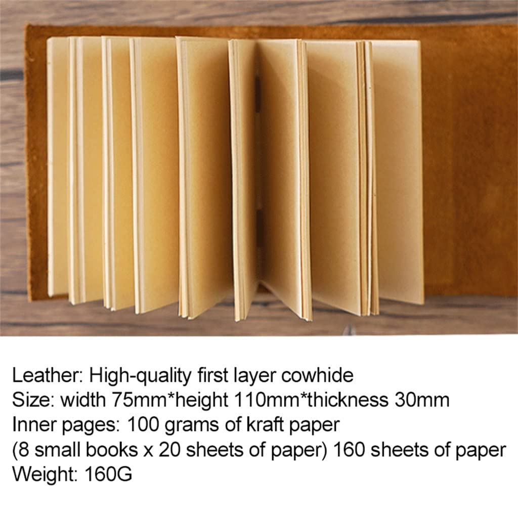 Tragbares Buch mit echtem Lederbezug, handgefertigte Retro-Tagebücher, Tagebuch, Kraftpapier, Skizzenbuch, Schreibbedarf