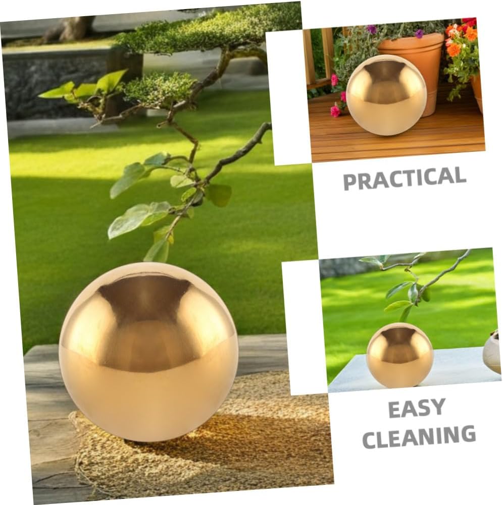 Stainless Steel Gazing Mirror Ball Garden Orb 250mm Titanium Color Reflective Hollow Sphere Outdoor Lawn Decoration