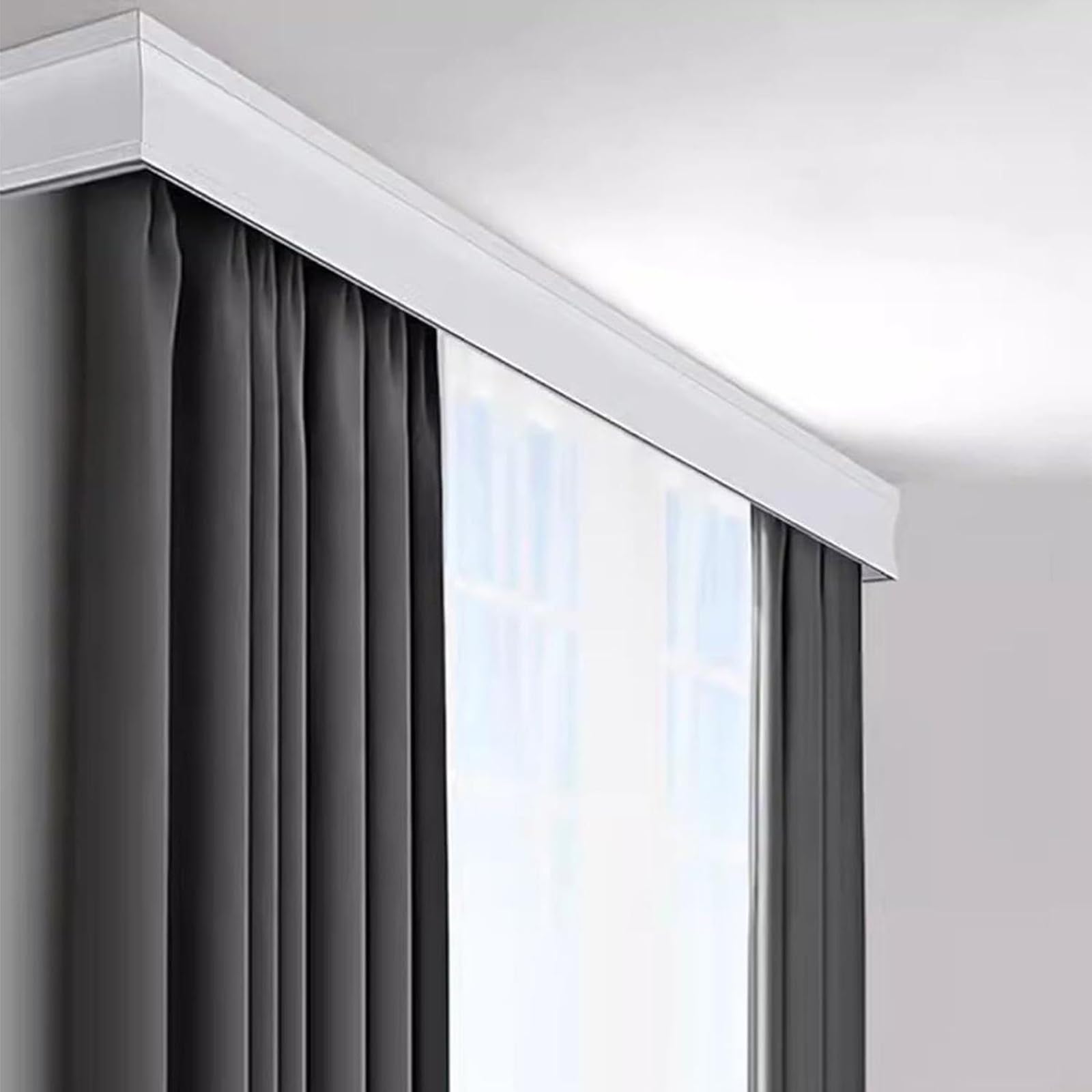 Curtain Pelmet Box Panel with Double Curtain Track Rails Ceiling Mounted 1-in-3 Alloy Nano Silence Curtain Rails Boxes,for Windows Living Room Bedroom Room Divi(Size:3m (9.8ft),Color:Ceiling Mount)