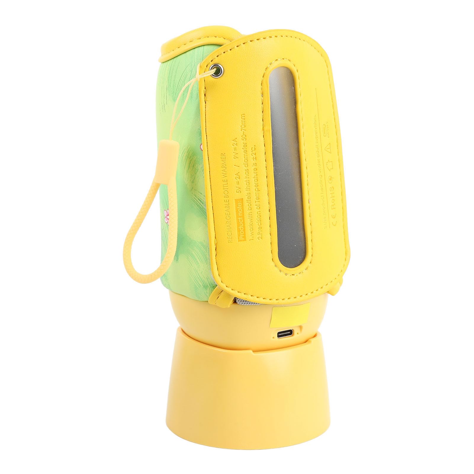 Ejoyous Scaldabiberon, Scaldalatte Portatile con ABS e Pelle PU, Riscaldamento Rapido da 2 a 5 Minuti, 7 Livelli di Temperatura Fino a 122F, Ricaricabile per Viaggi e Alimentazione Notturna