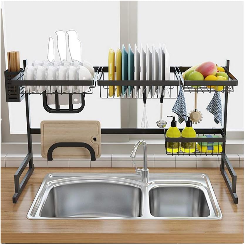 AMOUSTORE Dish Drying Rack Over Sink,Stainless Steel Large Dish Rack Stand Drainer Counter Organization Utensils Holder for Kitchen,Display Supplies Storage Space Saver