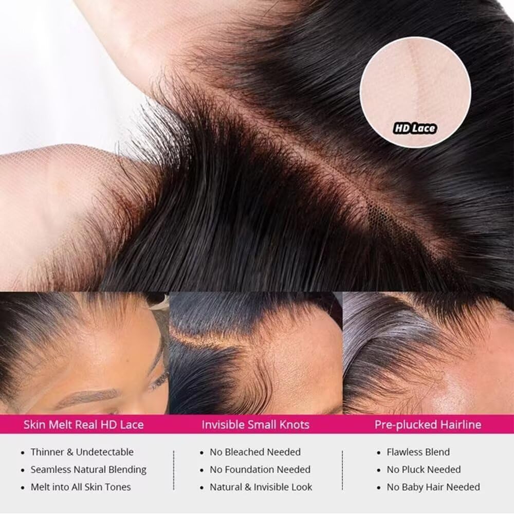PERISMODA 13x6 Body Wave Lace Front Wigs Human Hair Pre Plucked Glueless Wigs Human Hair 180% Density Body Wave 13x6 HD Transparent Frontal Wigs for Women 20 Inch - Image 4