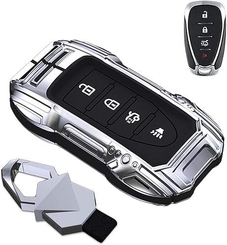 Carcasa protectora inteligente de aleación de zinc para llave de automóvil, compatible con Chevrolet Chevy Malibu Camaro Cruze Traverse Spark Carcasa protectora inteligente de aleación de zinc para llave de automóvil, compatible con Chevrolet Chevy Malibu Camaro Cruze Traverse Spark