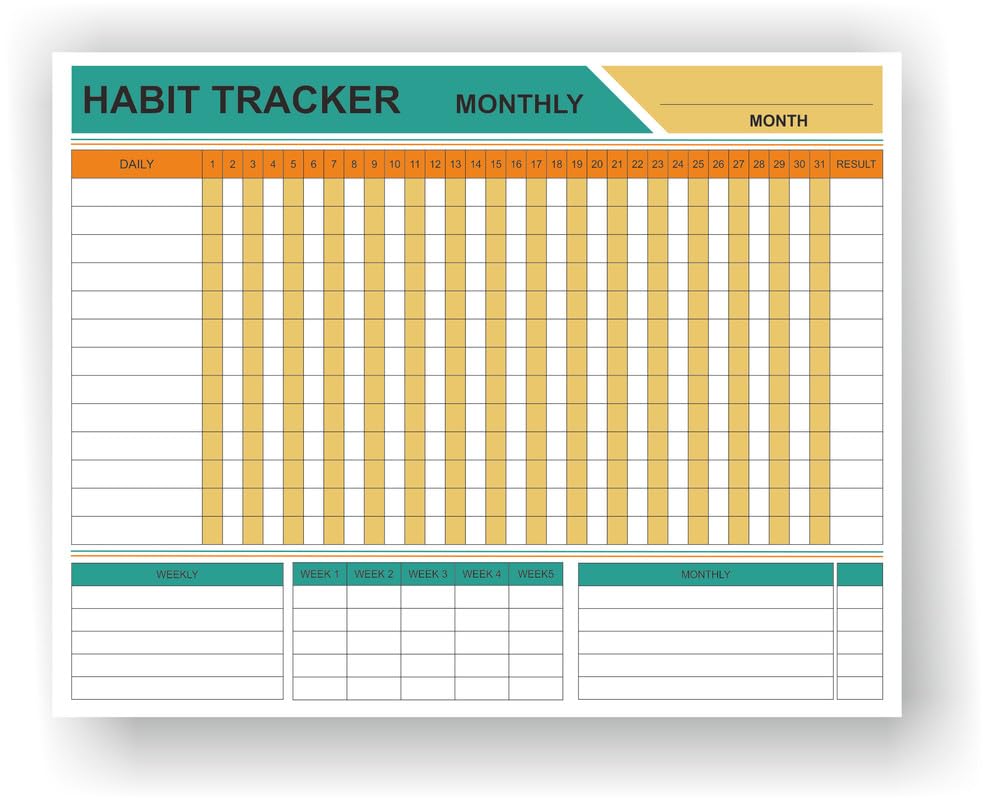Kelenate® (Rectangle) Habit Tracker Calendar - Inspirational Habit Journal - 12 Sheets Daily Habit Tracker Journal and Goal Board - Motivational Goal Journal - Great Tool For Productivity And Workout