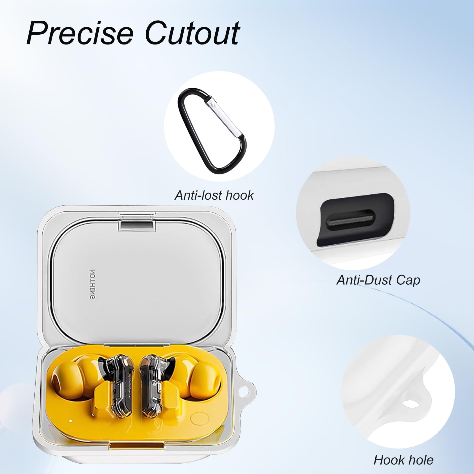 KZIOACSH Silicone Case for Nothing Ear a Ultra Slim Anti-Scratch Anti-Lost Protective Earbuds Case Lightweight Washable Sumdge-Proof Earphone Skin Cover with Carabiner for Nothing Ear a Black - Image 3
