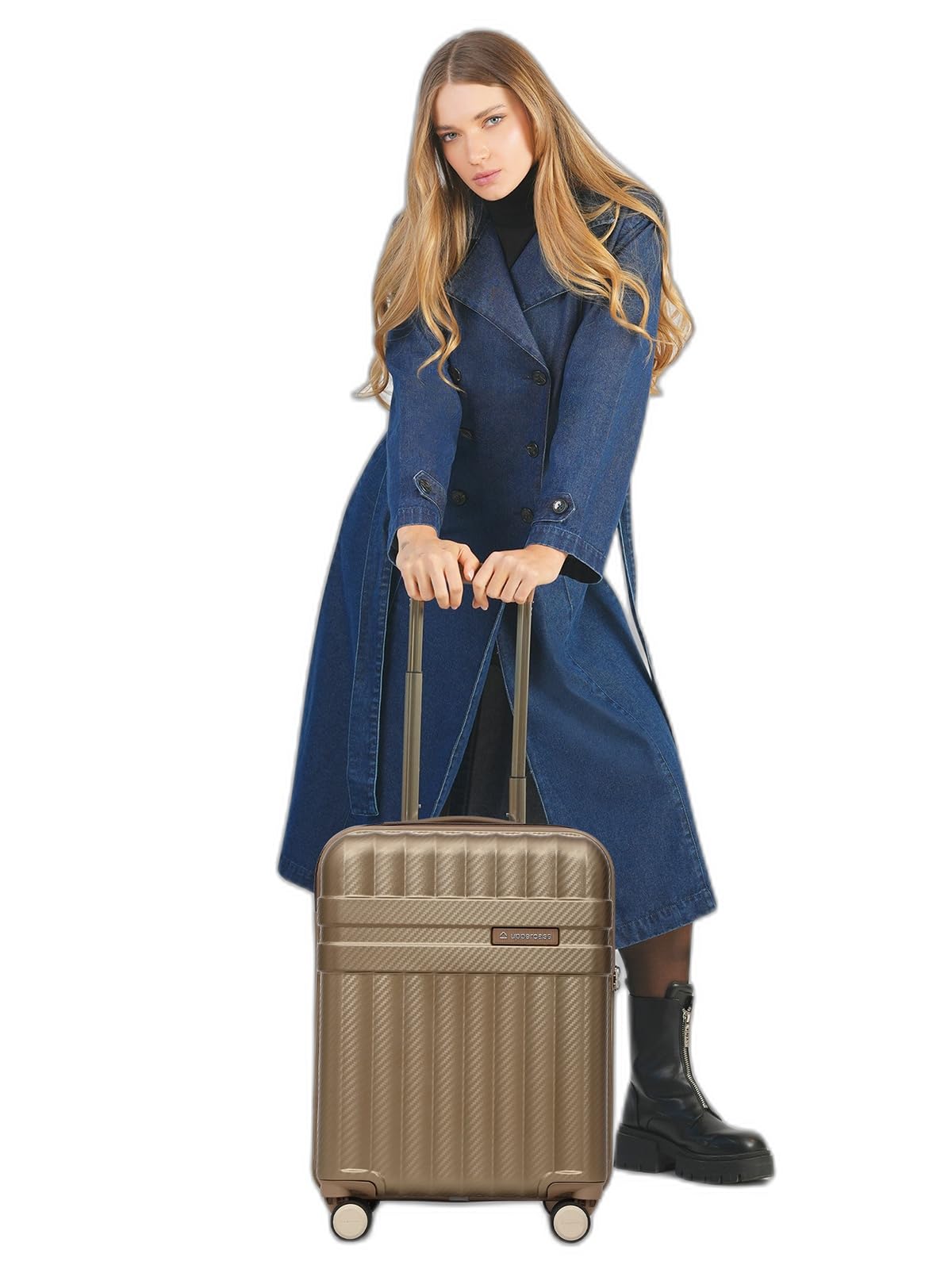 virgio Women's Blue Relaxed Fit Double-Breasted Denim Trench Coat Midi Length Classic 100% Cotton Regular Sleeve-picture-11
