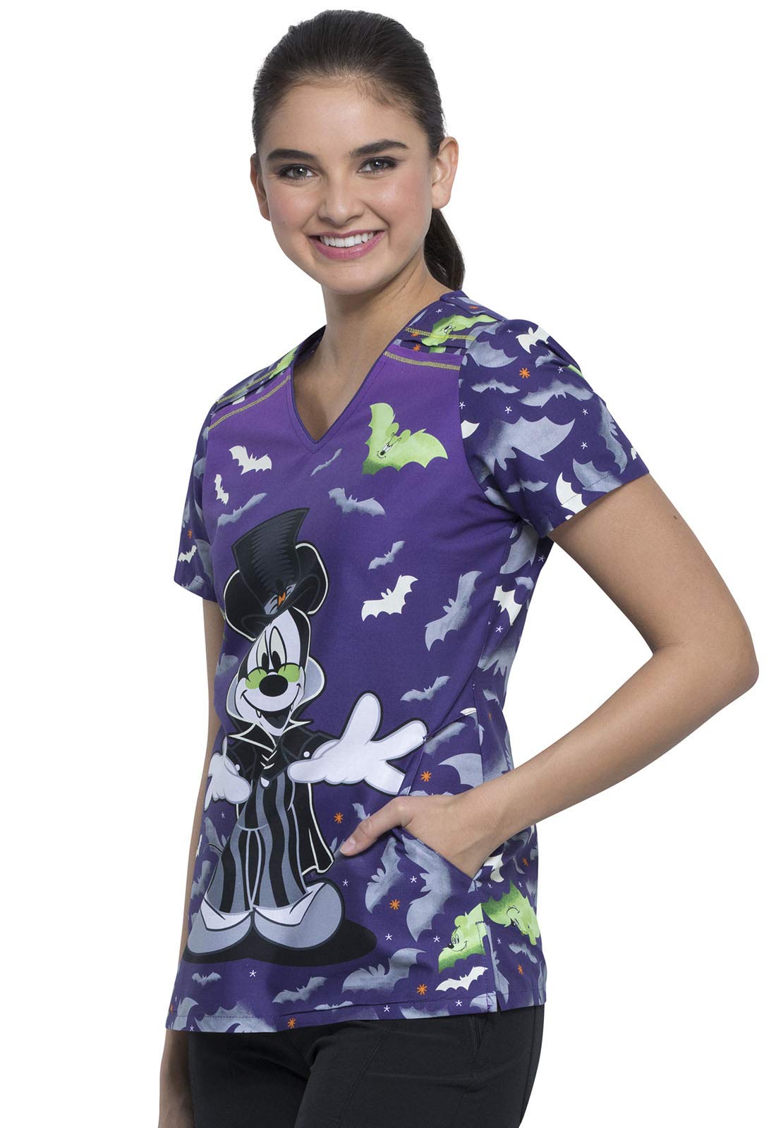 Cherokee Schlupfhemd Kasack mit Mickey Vamp Motiv Bedruckt,V-Ausschnitt, 100% Baumwolle