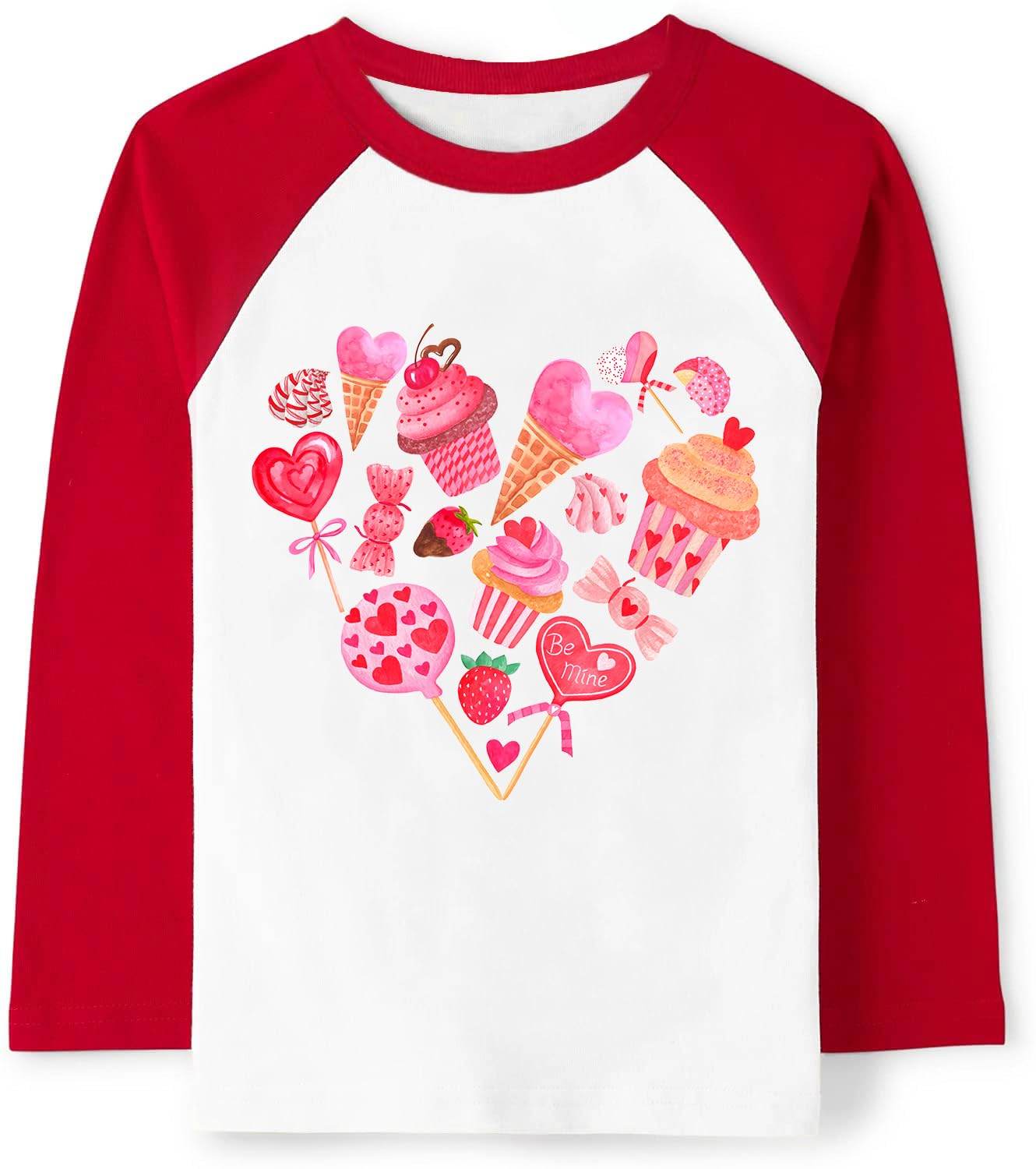 Tkria Boys Girls Valentine Shirts Raglan Long Sleeve Monster Truck Dinosaur Candy Love Heart Tops for Kids 2-10T