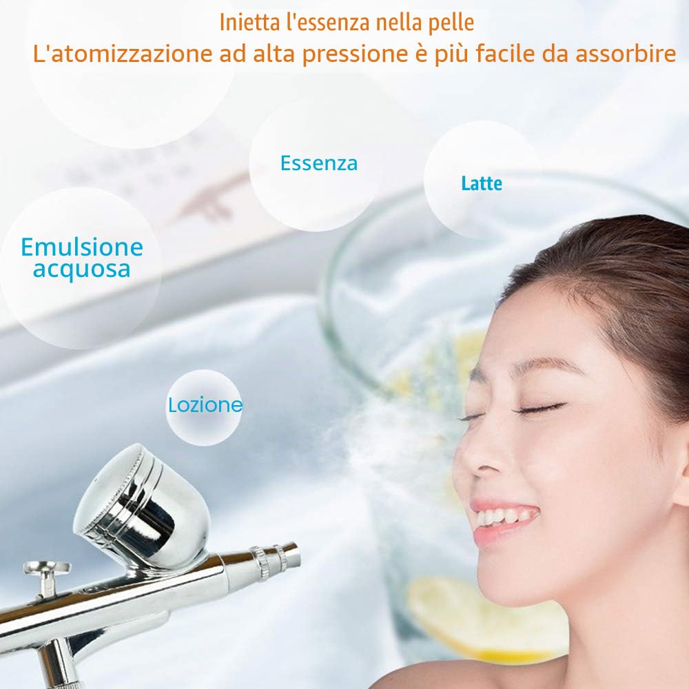 Macchina Iniezione Ossigeno Viso, Spray Spruzzatore Ossigeno Facciale Micro-Nano Idratante Bellezza Pistola Spruzzo, Dell'iniettore Flusso d'Aria: 20-23L / MIN, Pressione: 5PSI / 43PSI (Purple)